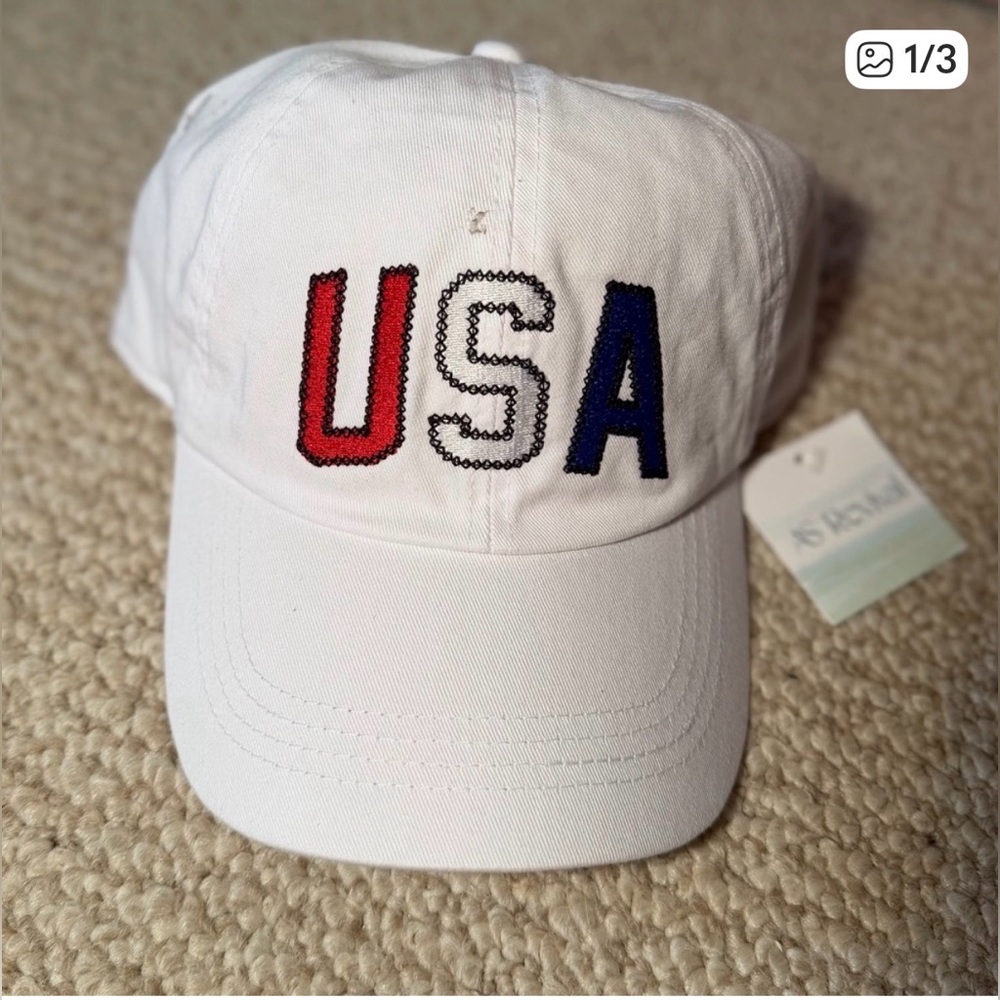 White USA Embroidered Cap in red/ white and blue - Picture 3 of 3